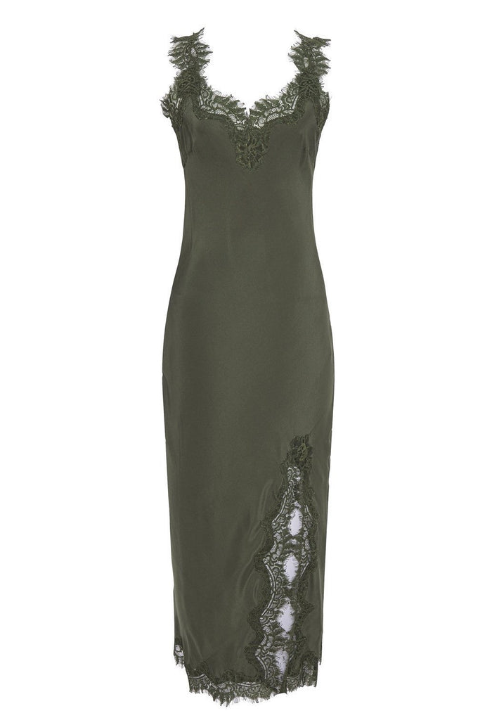 gold hawk Miley Long Coco Bias Dress Olive