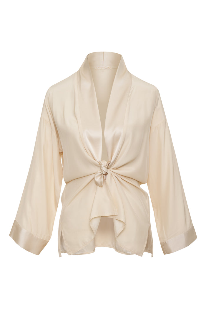 gold hawk Modern Silk Robe Pearl