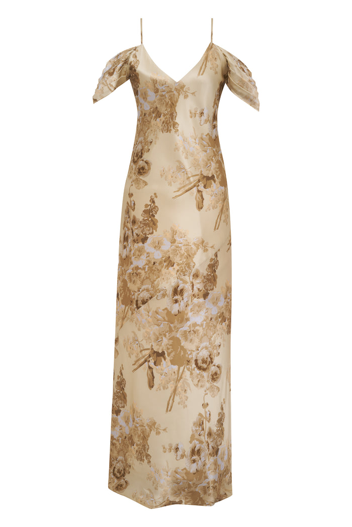 gold hawk Napa Noa Long Slip Dress Raffia