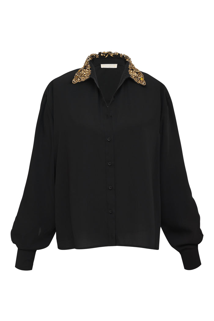 Gold Hawk Now 60% OFF -Embellished Collar Shirt