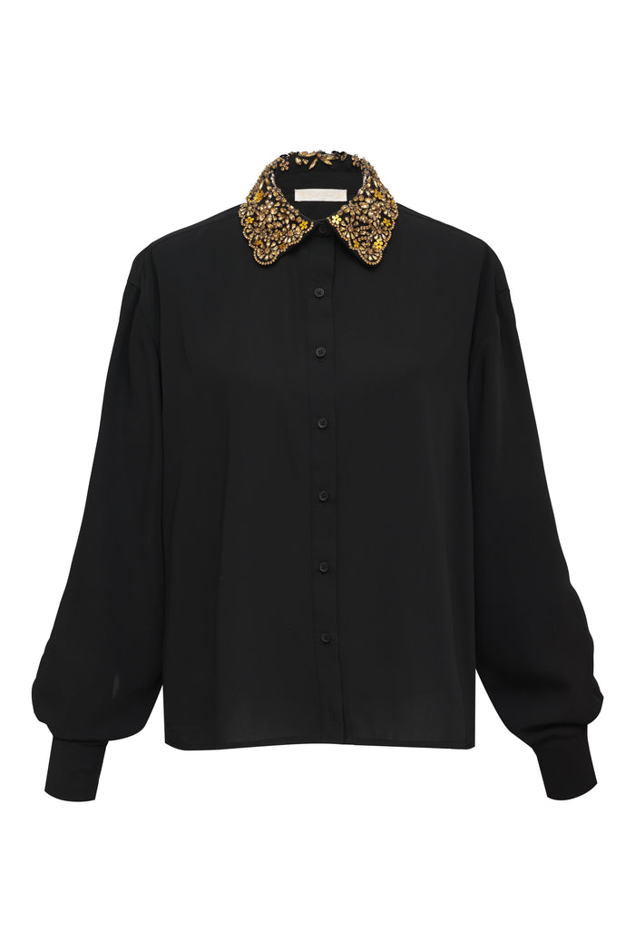 gold hawk Now 60% OFF -Embellished Collar Shirt