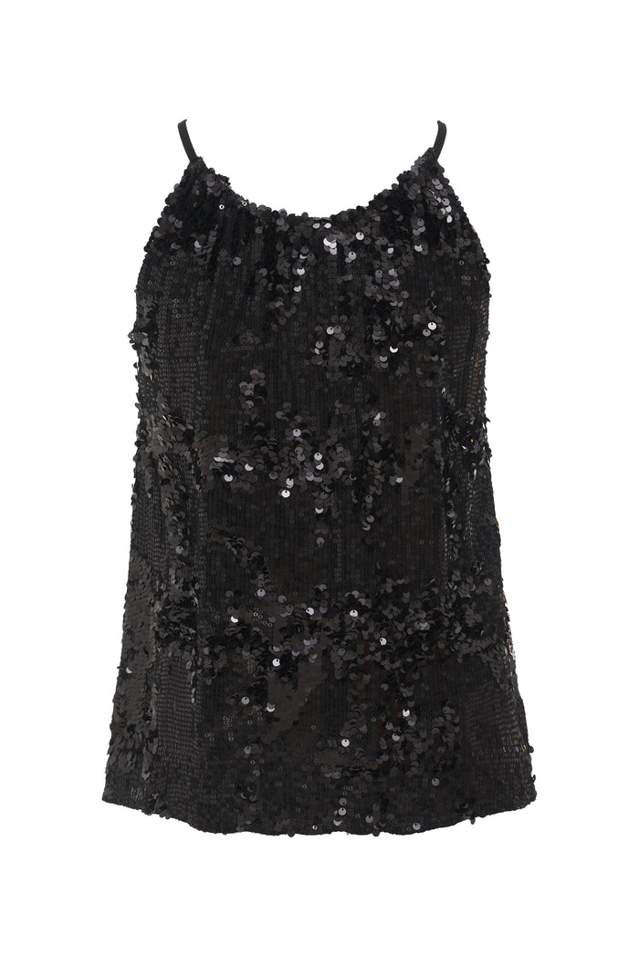 Gold Hawk Now 60% OFF - Lexi Sequin Halter Top - Black