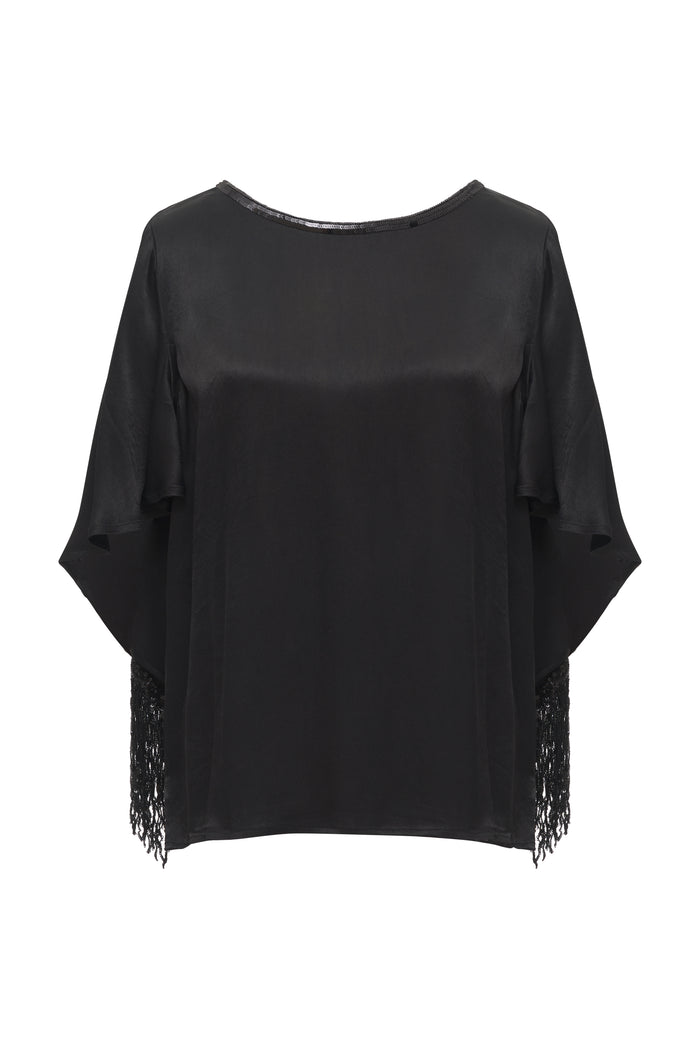 gold hawk Now 60% OFF - Sequin Fringe Cape Top