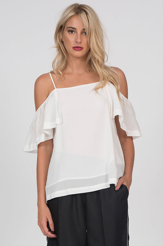 Gold Hawk Off-Shoulder Silk Cami Top