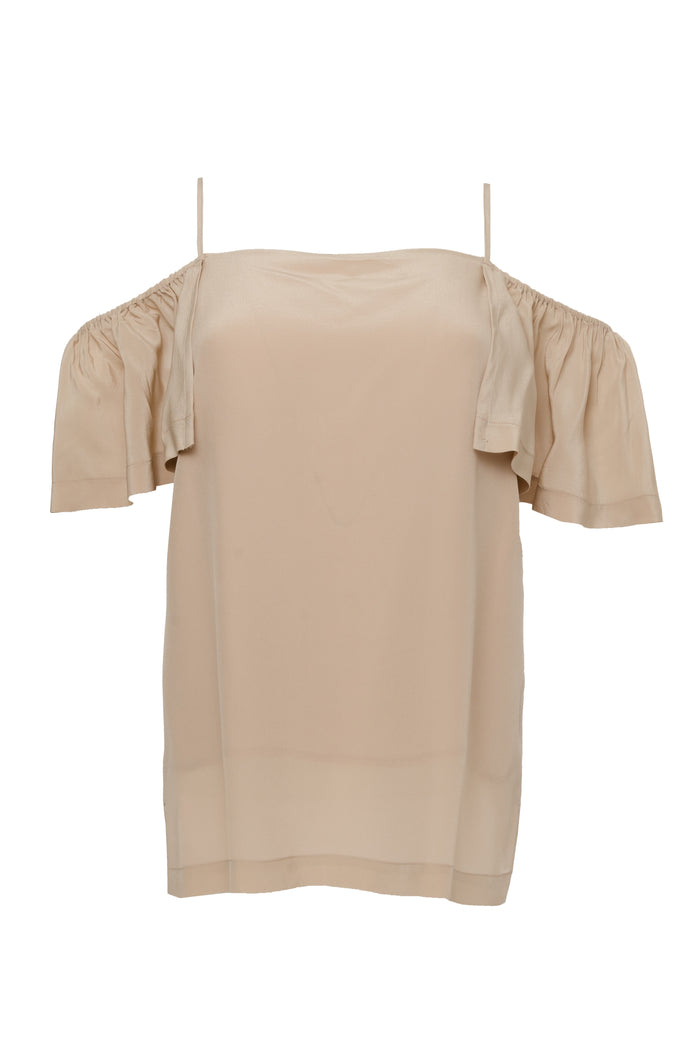 Gold Hawk Off-Shoulder Silk Cami Top