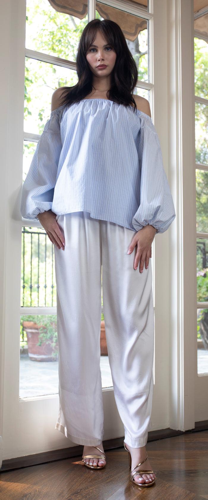 Gold Hawk Off Shoulder Stripe Top