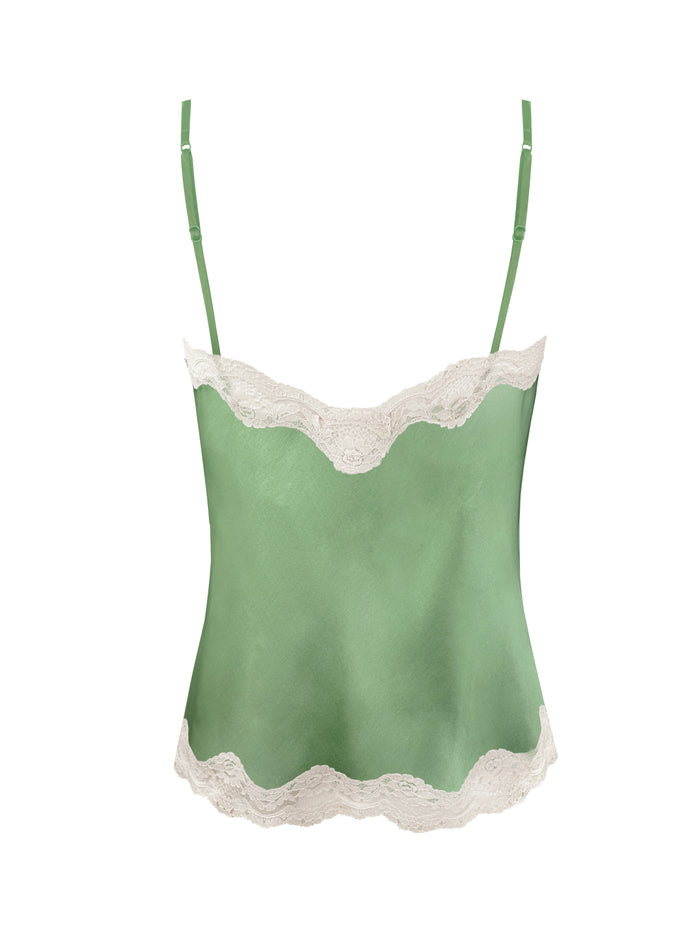 Gold Hawk Pearl Lace Two Tone Cami - Leaf Green
