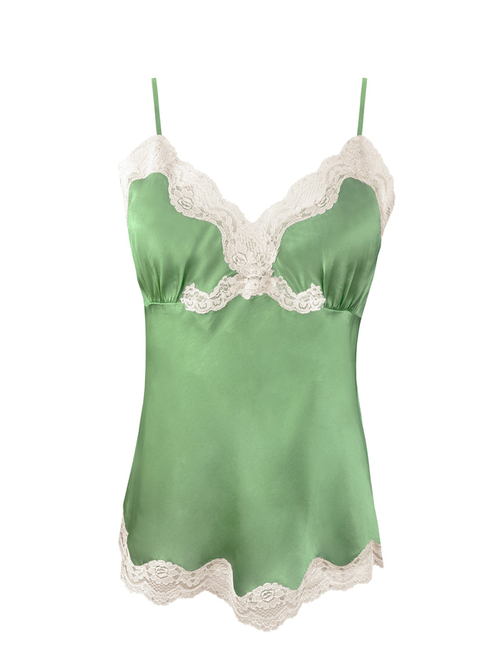 gold hawk Pearl Lace Two Tone Cami - Leaf Green