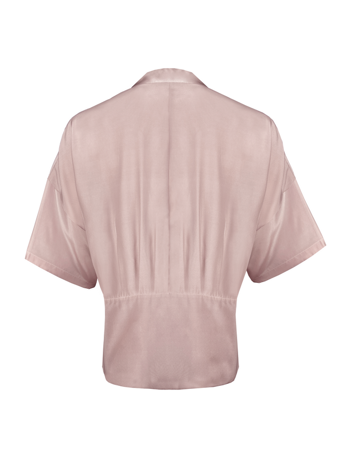 Gold Hawk Pleated Silk Robe Nude Smoke