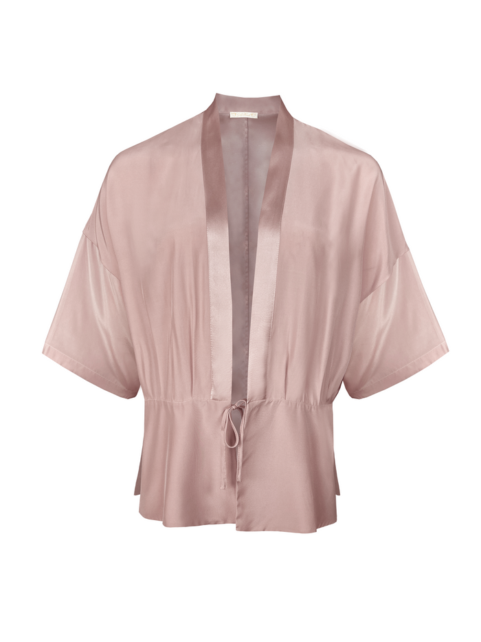 gold hawk Pleated Silk Robe Nude Smoke