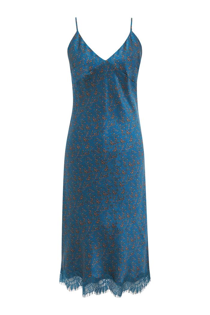 gold hawk Porcelain Blue Chloe Printed Dress