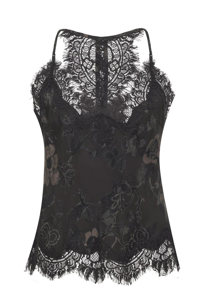 gold hawk Printed Lucy Cami Black Grey Botanical