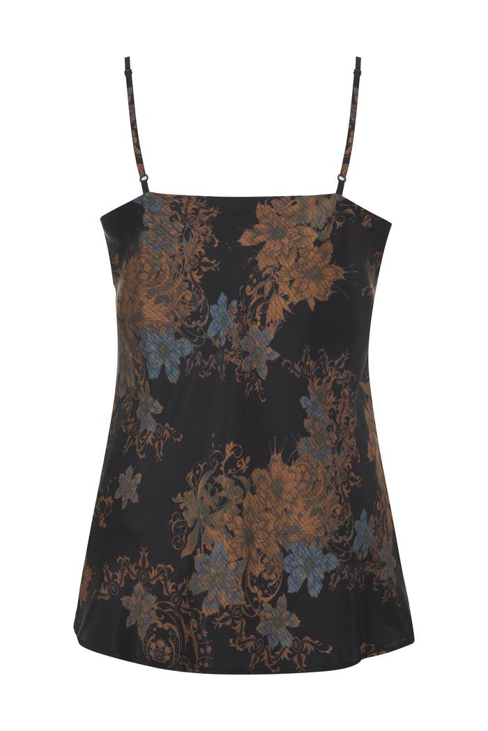Gold Hawk Printed Silk Cami Black Victorian