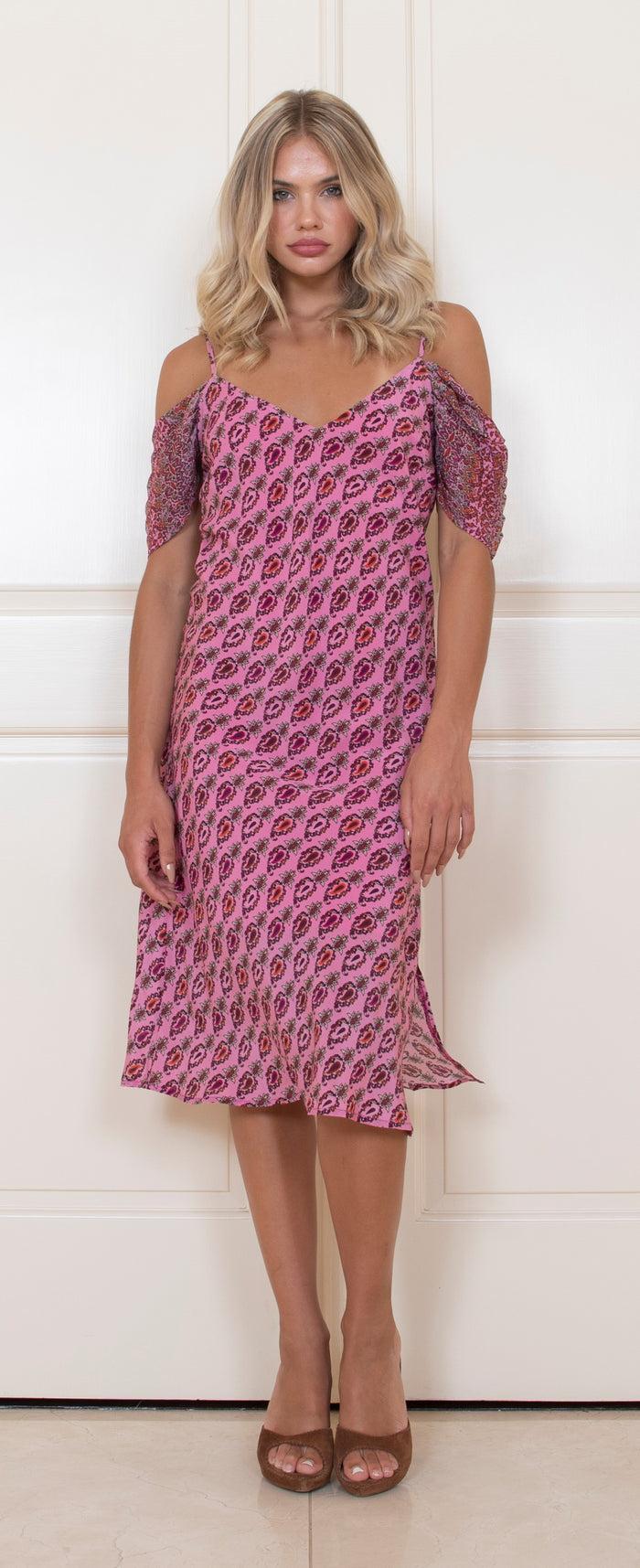 Gold Hawk Provence Noa Mid Length Slip Dress Pink