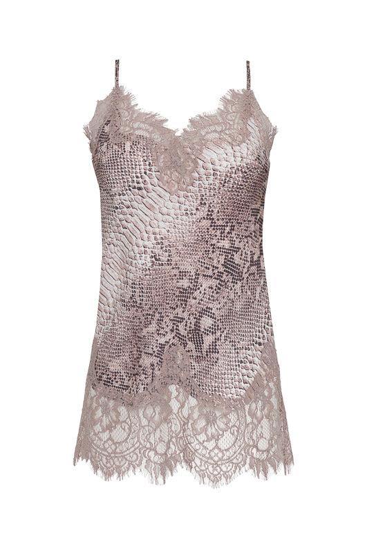 Gold Hawk Python Coco Silk Print Lace Cami