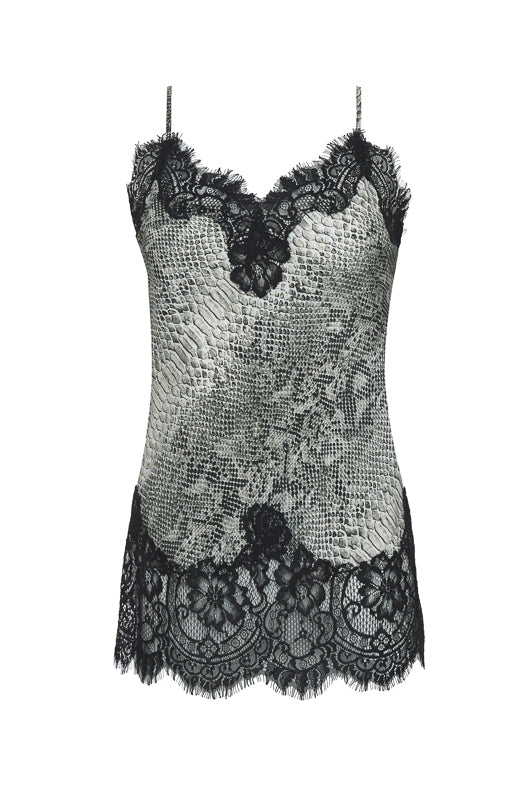 gold hawk Python Coco Silk Print Lace Cami
