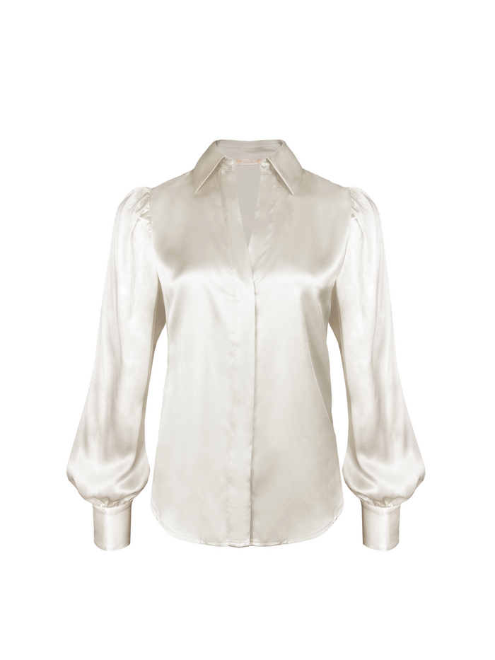 gold hawk Romantic Silk Shirt - Dove