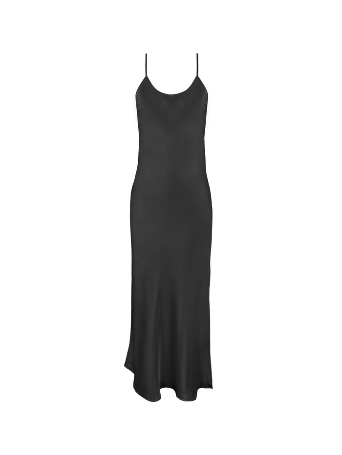 gold hawk Rosa Bias Long Dress Black