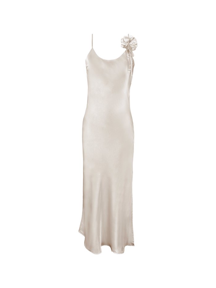 Gold Hawk Rosa Bias Long Dress Pearl