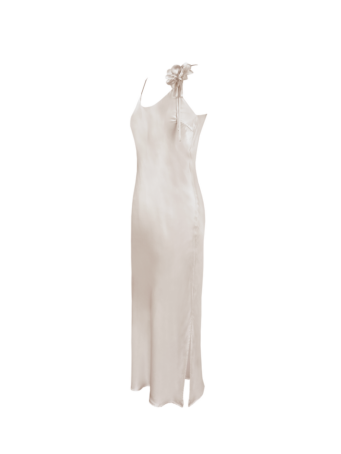 Gold Hawk Rosa Bias Long Dress Pearl
