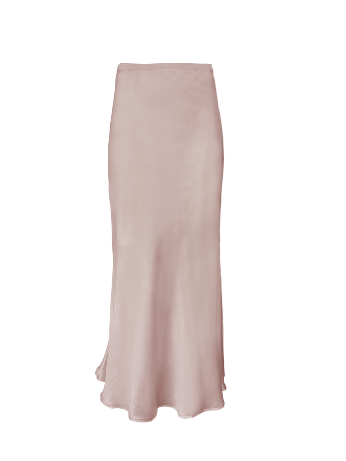 gold hawk Silk Bias Long Skirt Nude Smoke