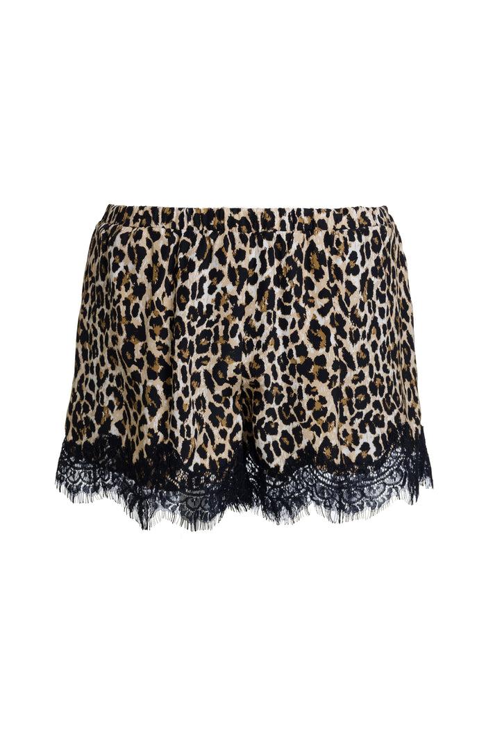 gold hawk Silk Print Coco Lace Shorts Mocca