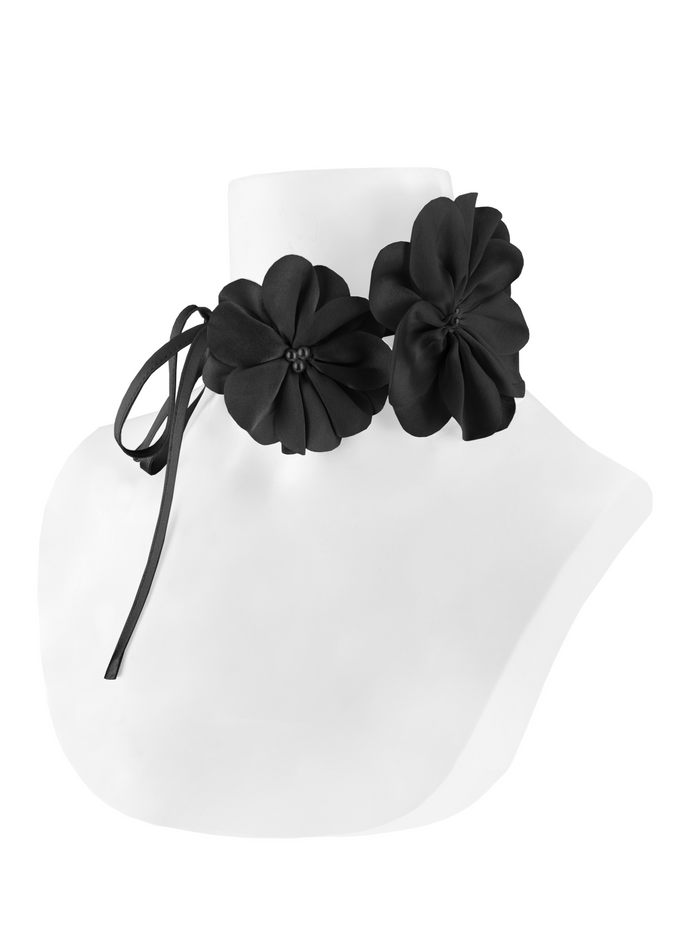 Gold Hawk Silk Rosa Tie Black