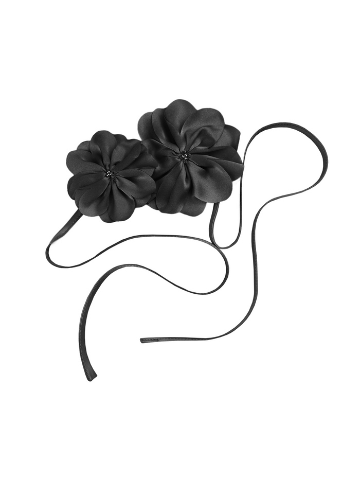 gold hawk Silk Rosa Tie Black