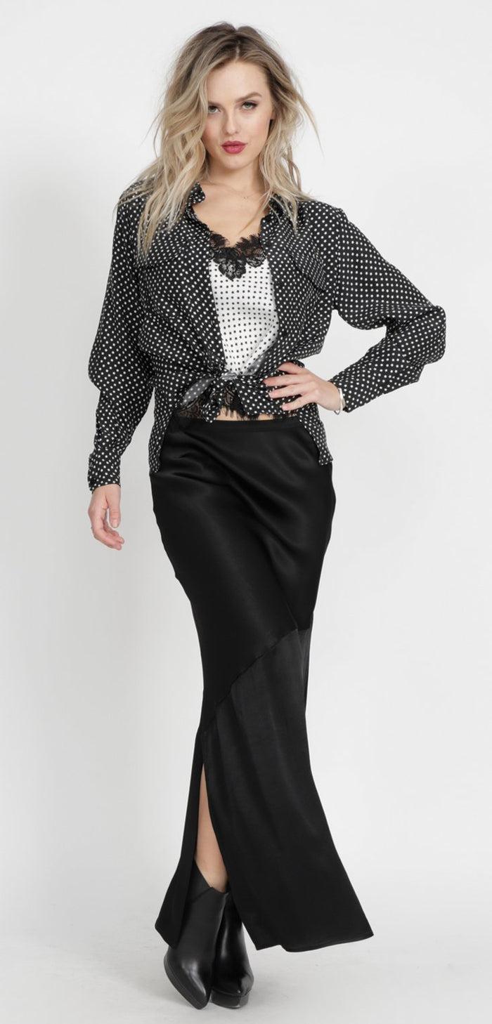 Gold Hawk Silvia Long Bias Skirt - Black