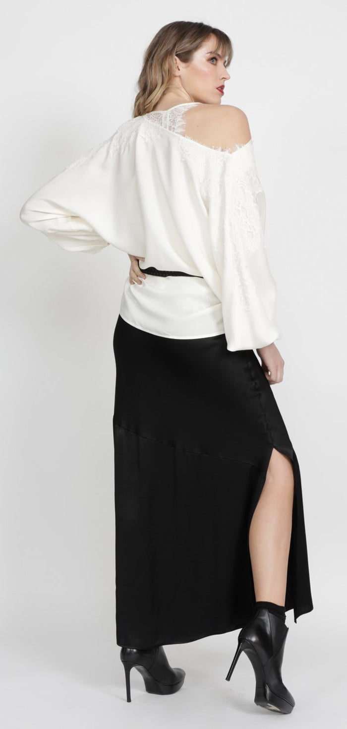 Gold Hawk Silvia Long Bias Skirt - Black