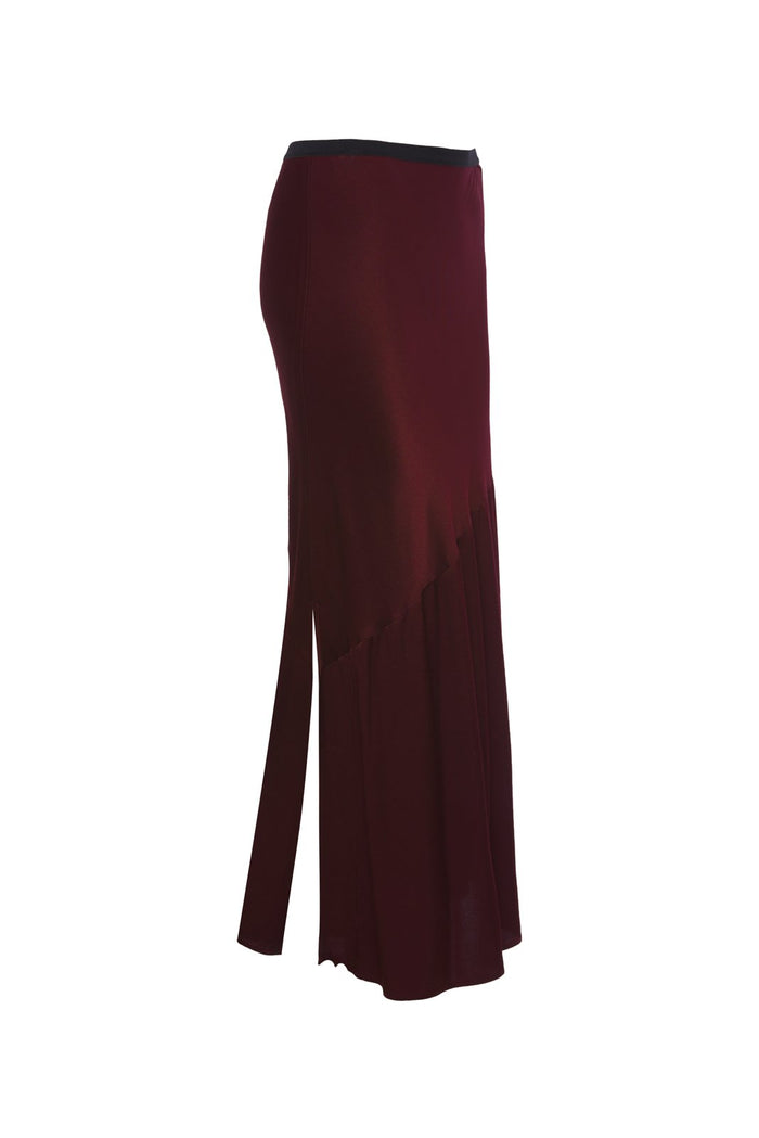 Gold Hawk Silvia Long Bias Skirt - Burgundy
