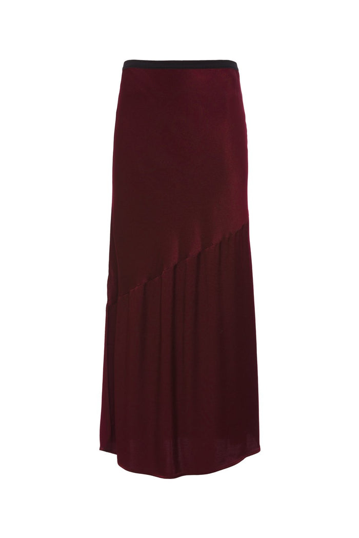 gold hawk Silvia Long Bias Skirt - Burgundy