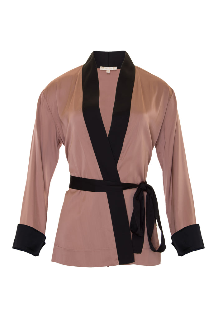 gold hawk Smock Wrap Shirt Kimono - Rose