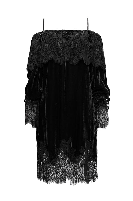 Gold Hawk Sophia Lace Velvet Dress