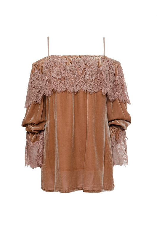 Gold Hawk Sophia Lace Velvet Top