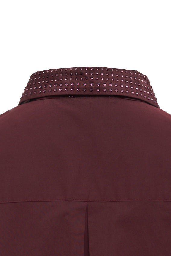 Gold Hawk Studded Cropped Shirt Plum