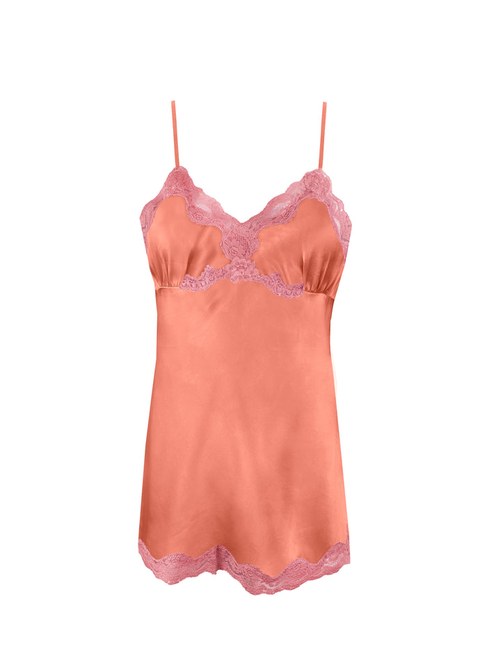 gold hawk Two Tone V-Back Lace Chemise - Melon