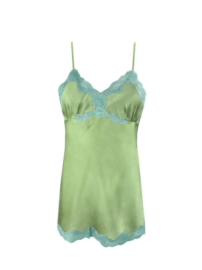 gold hawk Two Tone V-Back Lace Chemise - Tarragon
