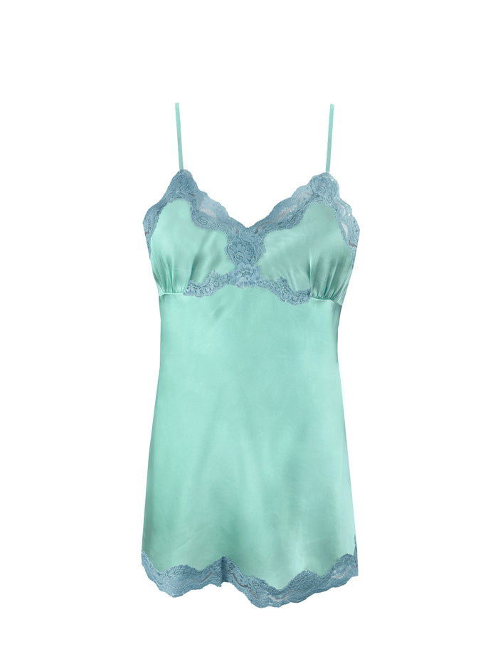 gold hawk Two Tone V-Back Lace Chemise - Winter Surf