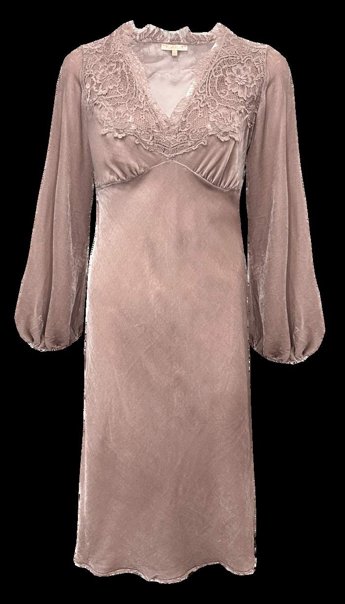 gold hawk Velvet Ava Mid-Length Dress Nude Crystal