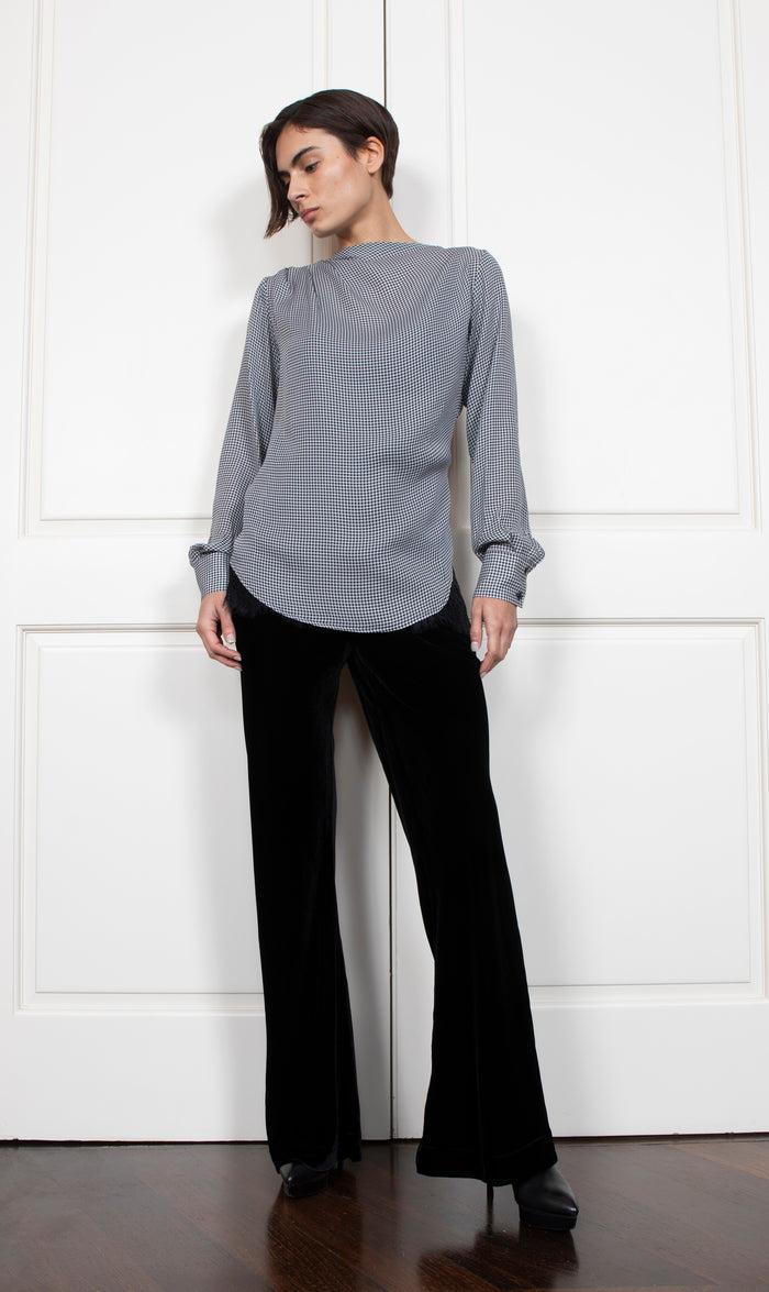 Gold Hawk Velvet Bias Pant - Black