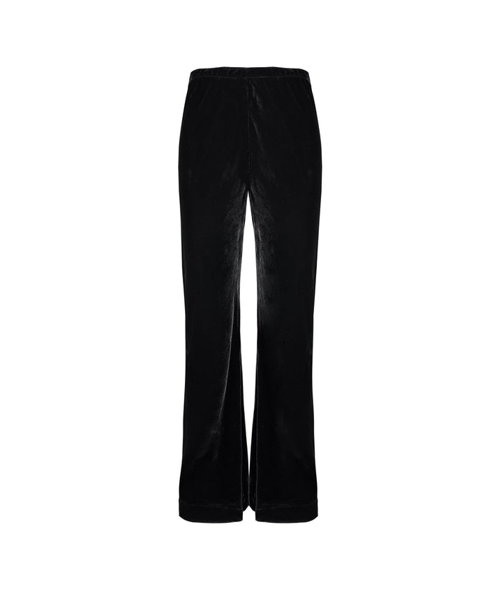 gold hawk Velvet Bias Pant - Black