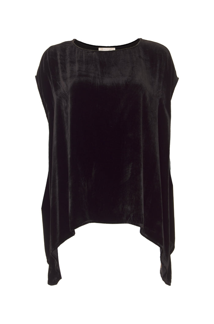Gold Hawk Velvet Cape Top
