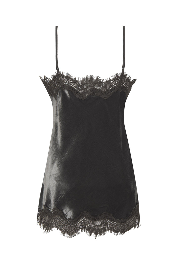 Gold Hawk Velvet Coco Bias Cami Black