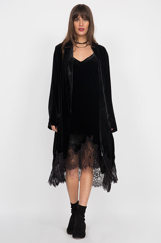 Gold Hawk Velvet Coco Duster - Dark Grey