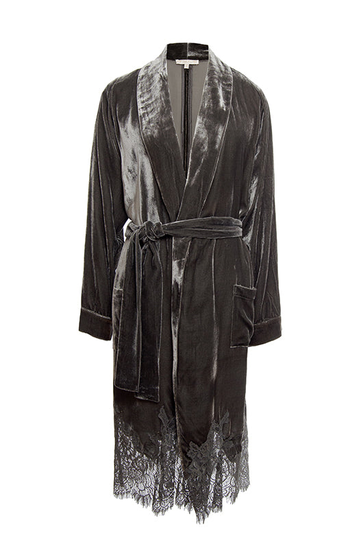 gold hawk Velvet Coco Duster - Dark Grey
