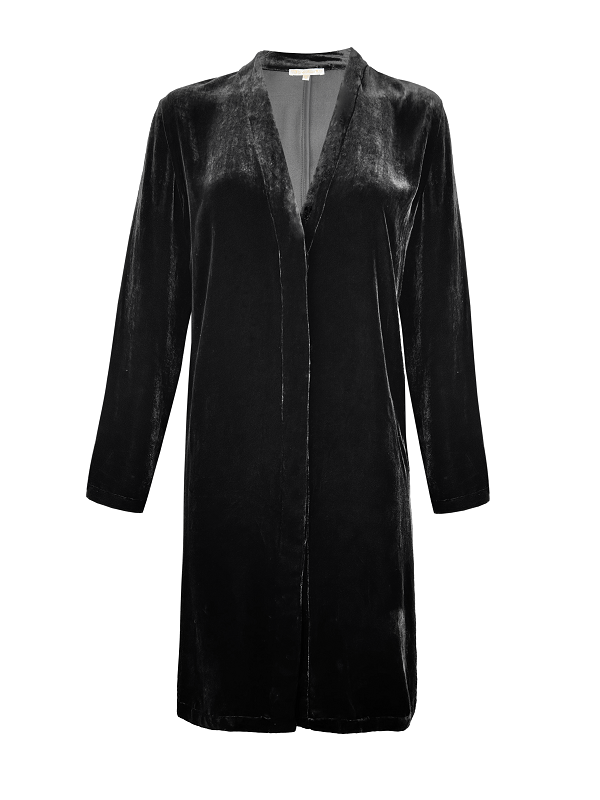 Gold Hawk Velvet Duster - Black