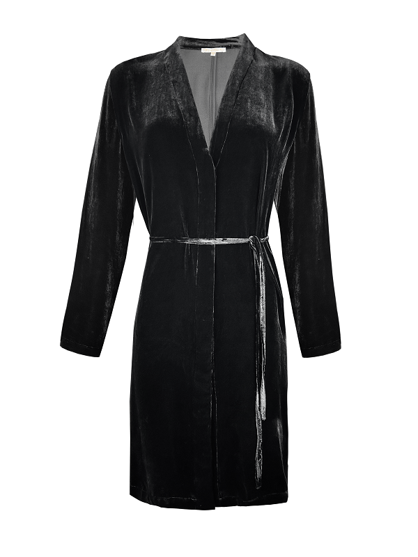 gold hawk Velvet Duster - Black