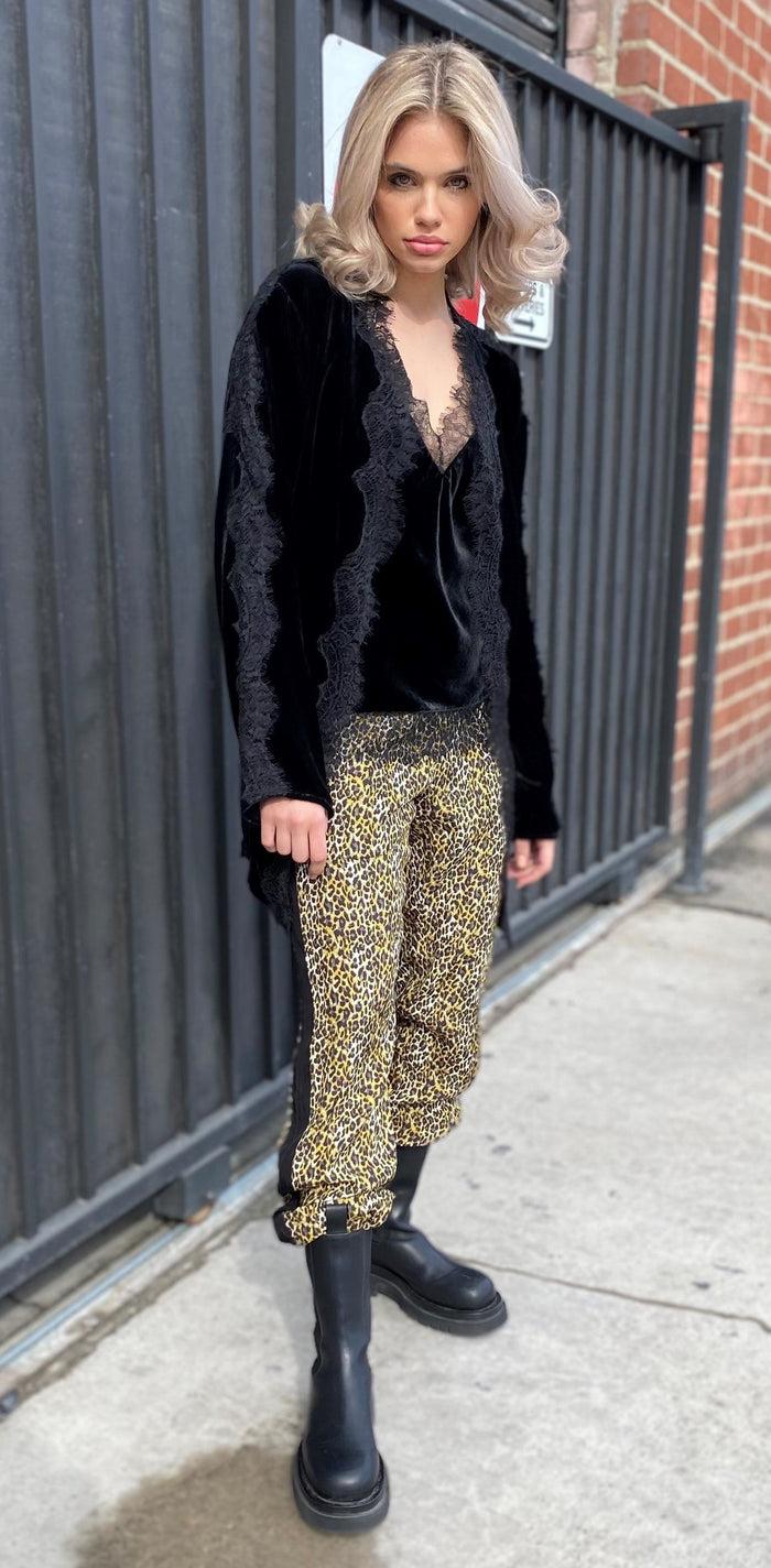 Gold Hawk Velvet Duster Black