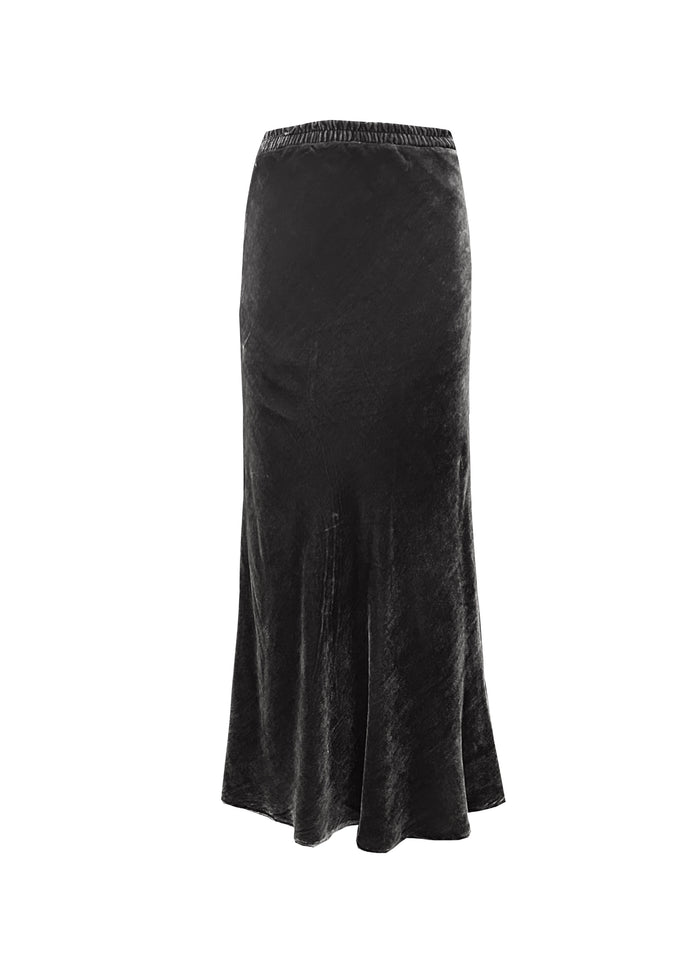 gold hawk Velvet Long Bias Skirt - Black
